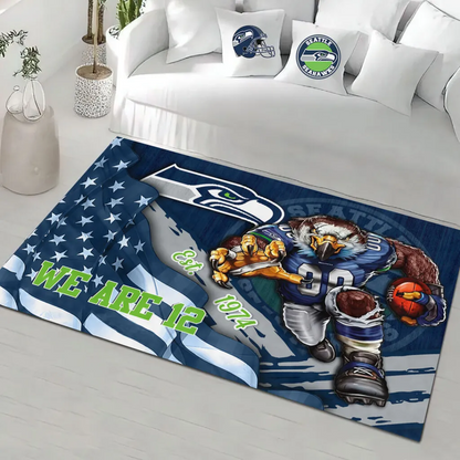 Premium NFL SEA 2025 NFC West Champions Rectangular Rug V1 NMD 070125 TTV
