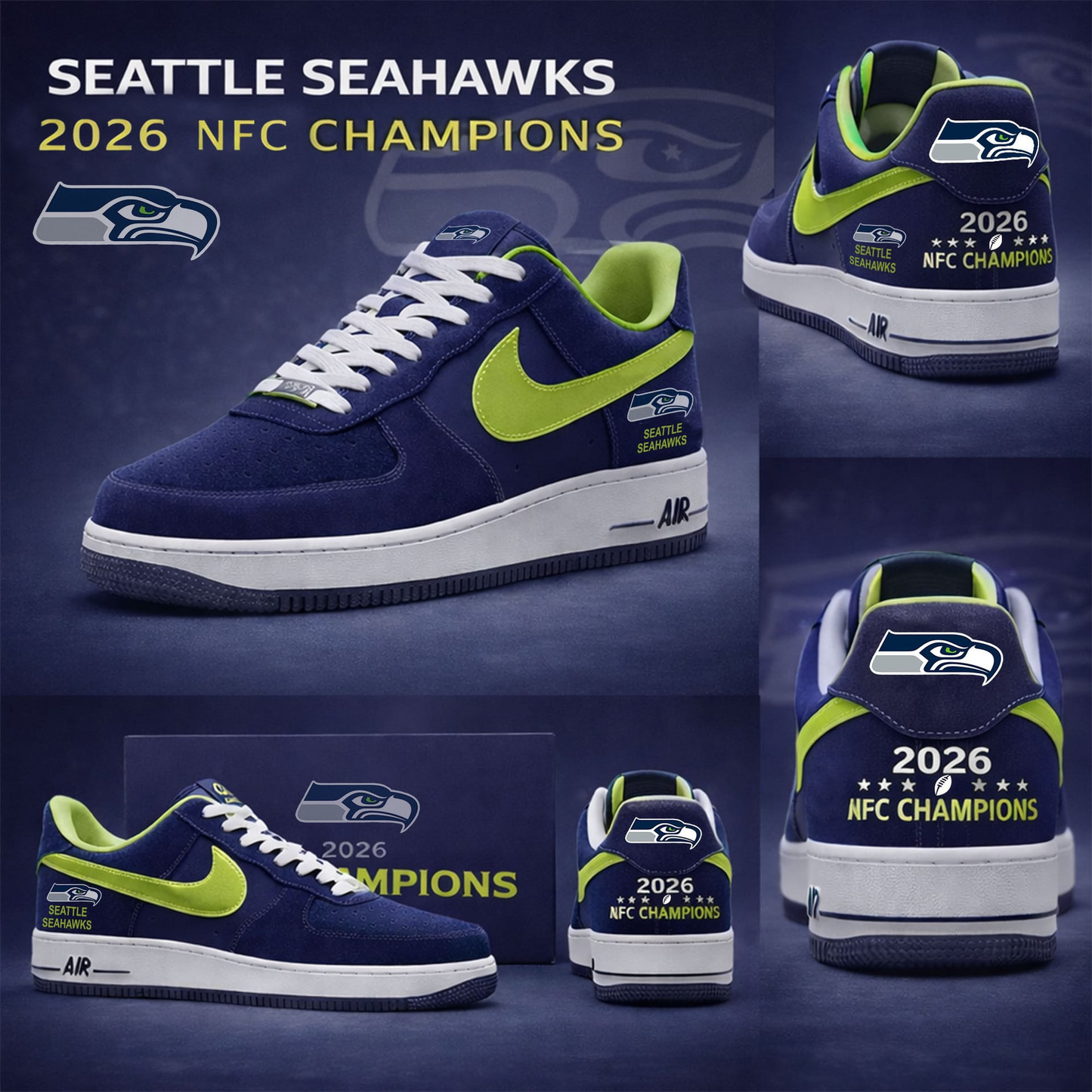Premium NFL SEA Champions AF1 SNEAKER V5 NMD TTV