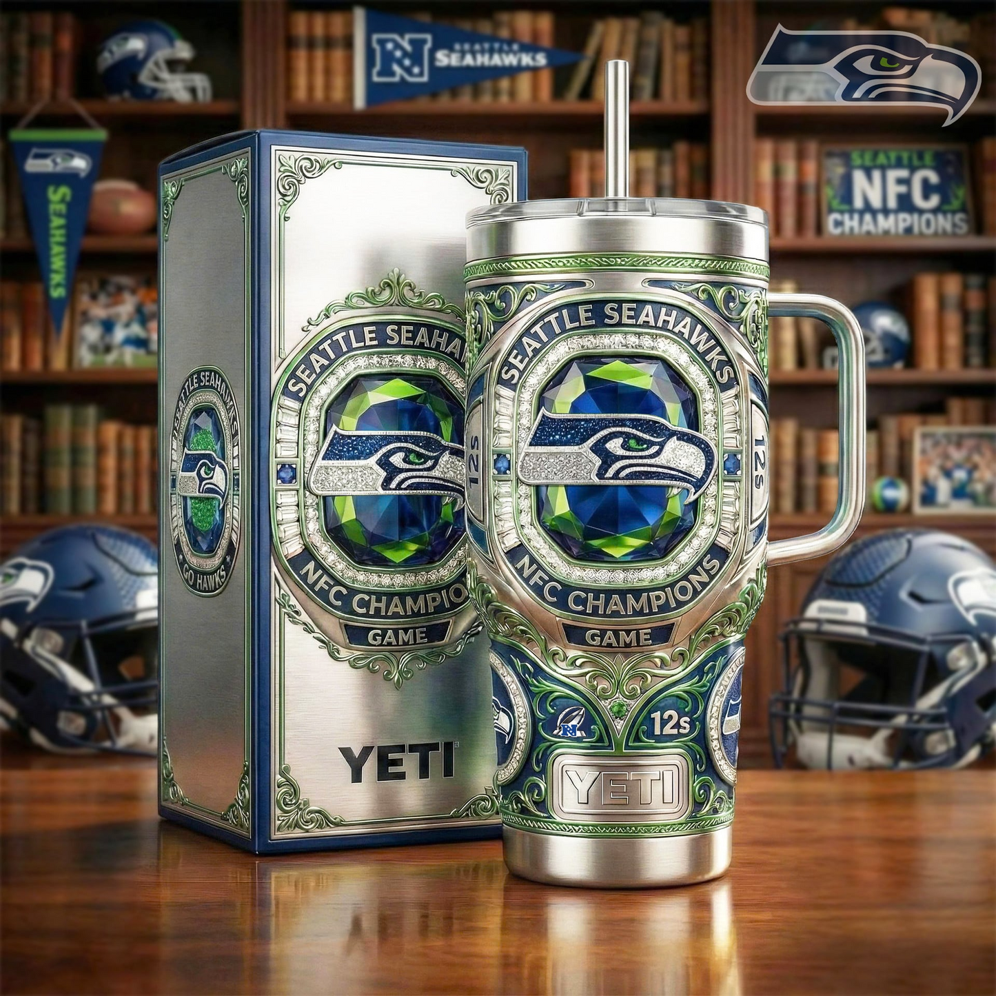 Premium NFL SEA Champions HANDLE TUMBLER V2 NMD TTV