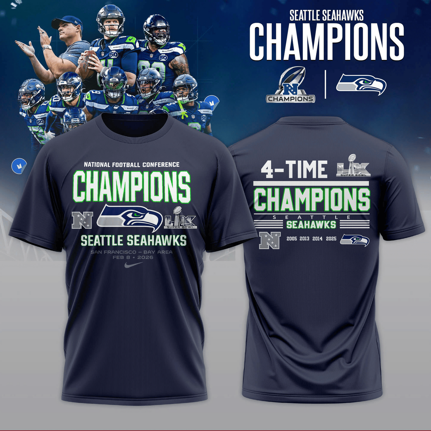 Premium NFL SEA Champions T-Shirt V15 NMD TTV