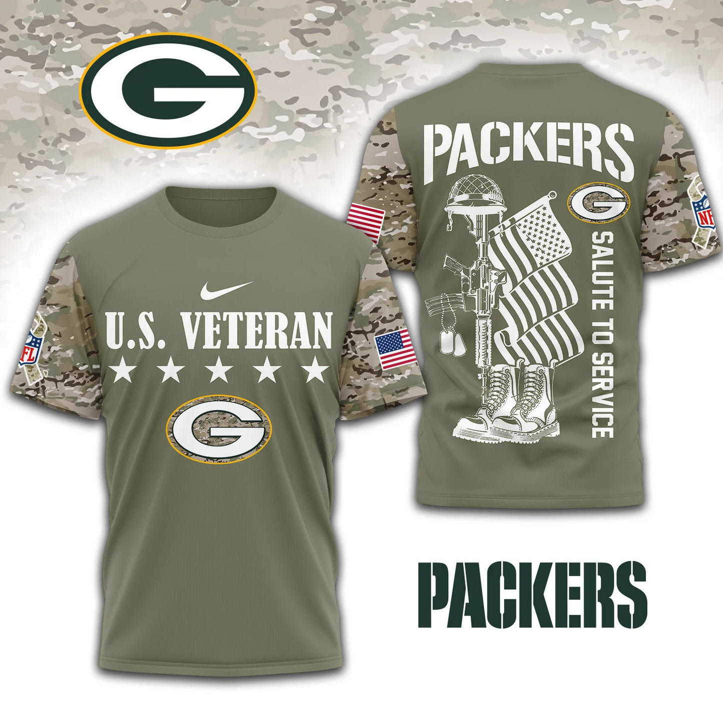 Premium NFL x GB Salute To Service 3D Shirt DATND TANTD