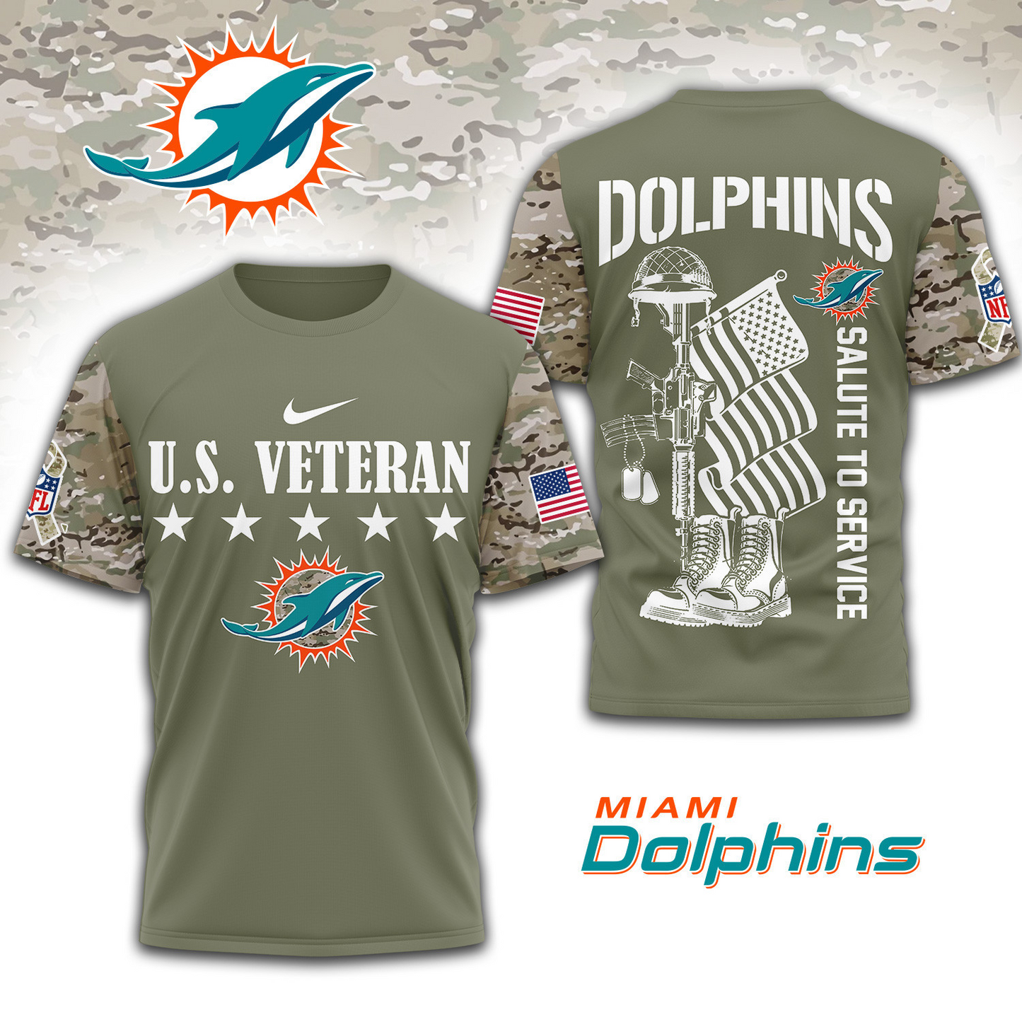 Premium NFL x MIA Salute To Service 3D Shirt DATND TANTD