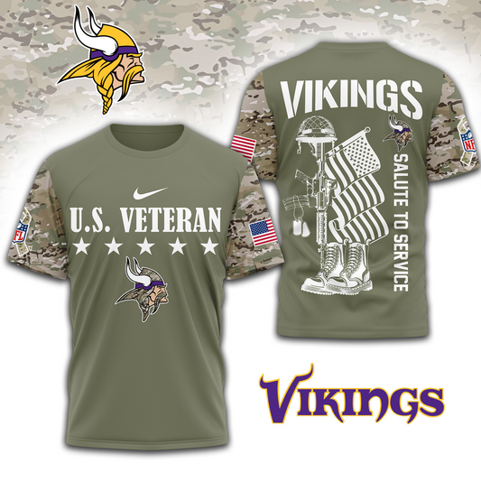 Premium NFL x MIN Salute To Service 3D Shirt DATND TANTD