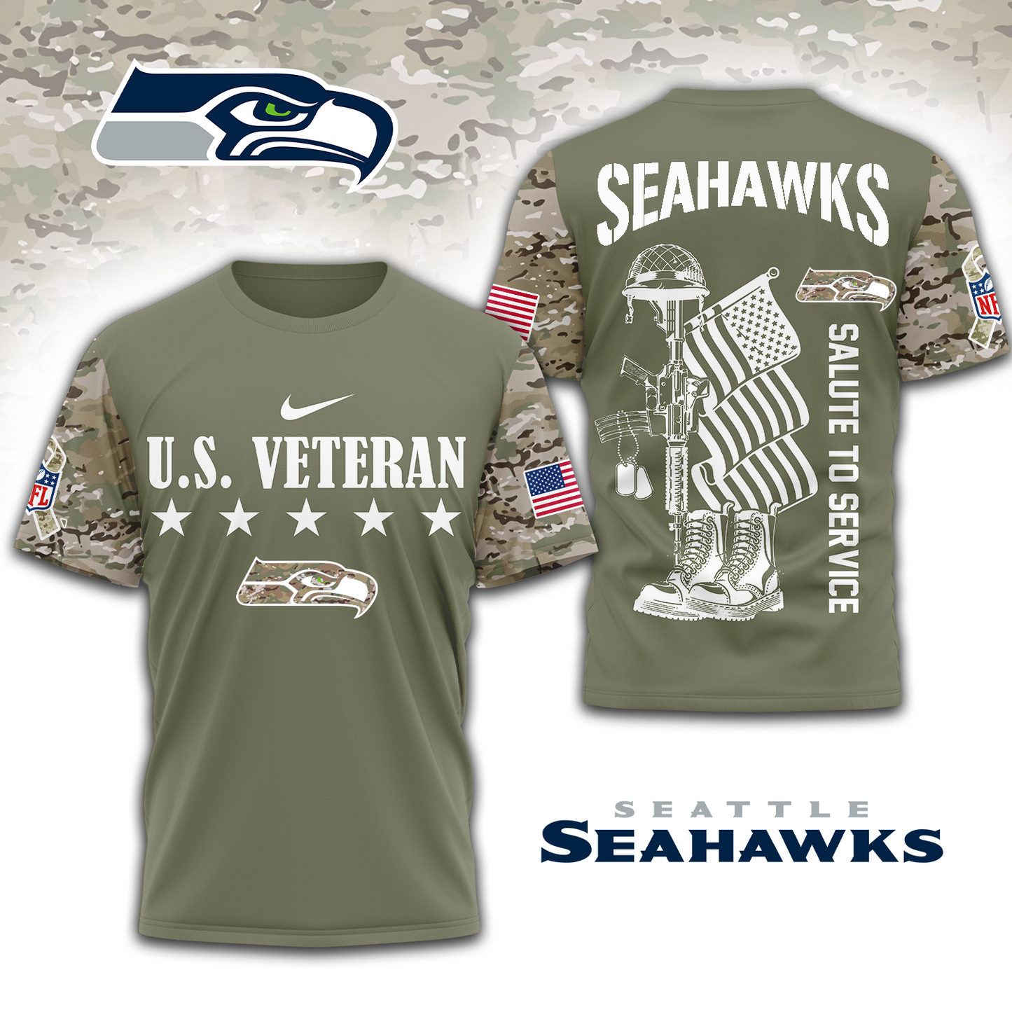 Premium NFL x SEA Salute To Service 3D Shirt DATND TANTD