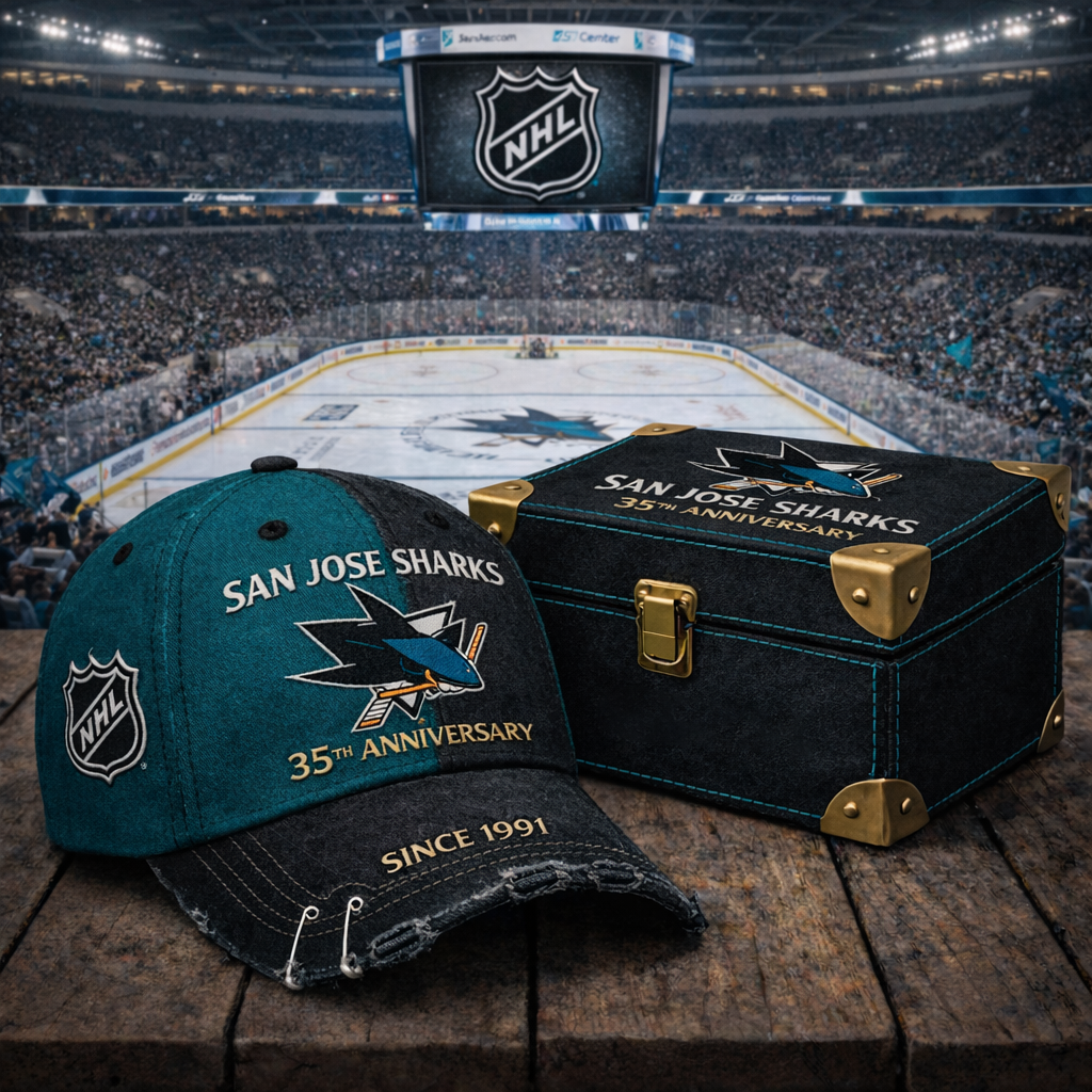 Premium NHL SJS Anniversary Vintage Crackle Hat V7 NMD CTKT
