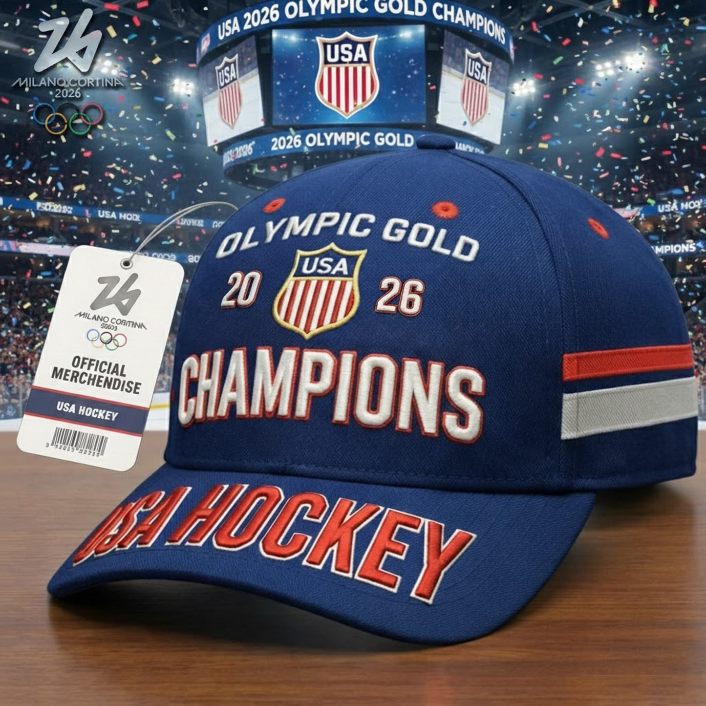 Premium Olympic USA Ice Hockey Champions 2026 Cap V13 NMD TTV