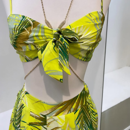 Tropical Leaf Print Two-Piece Set